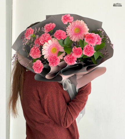 Pink Carnation & Gerbera Bouquet for Welcoming Baby Girls, Baby Showers & Newborn Celebrations