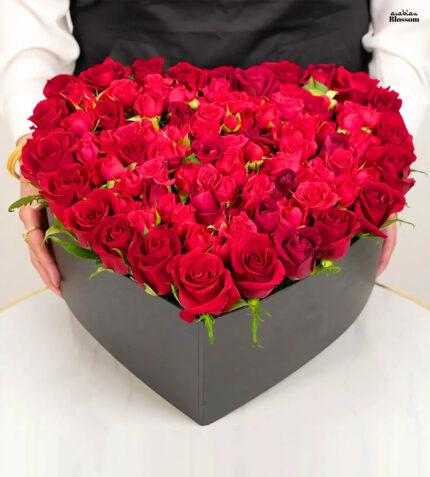 25 Red Roses & 7 Spray Roses  in Heart Shaped Box for Romantic Gifting