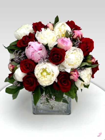 Elegant Pink Peonies & Roses Bouquet for Weddings, Anniversaries & Special Occasions