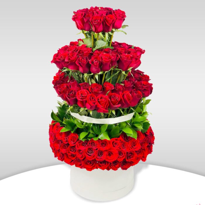 Red Rose Arrangement – Arranged In 4 Steps In A Box