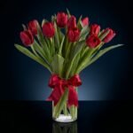 10 Red Tulips in a Vase