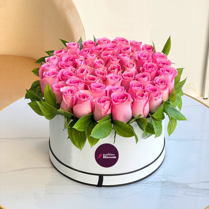 50 Pink Roses In a Box