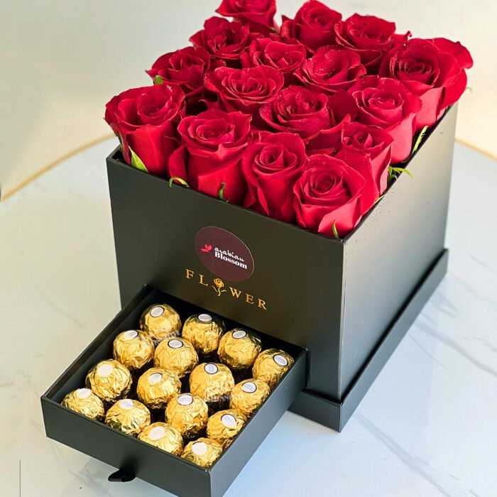 Red Roses and Ferrero in a Box