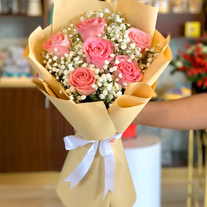 Peach Pink Roses Bouquet