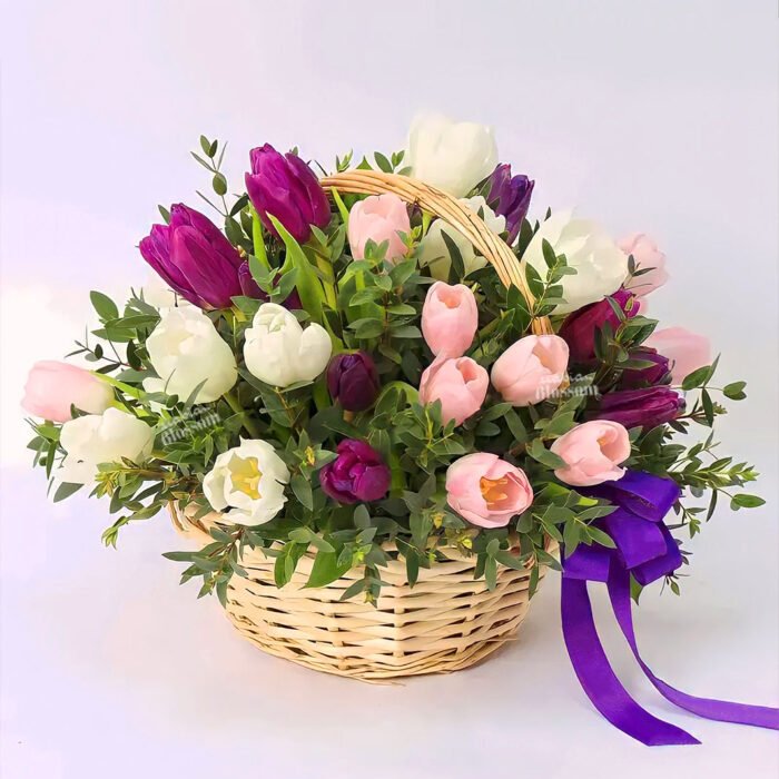 30 Mix Tulips Basket