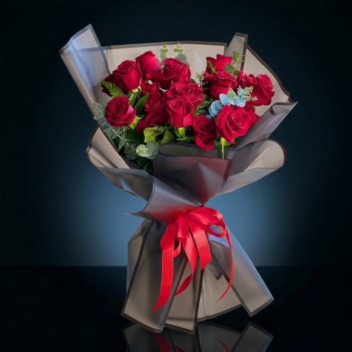 15 Red Roses Bouquet, luxury same day flower delivery in Dubai