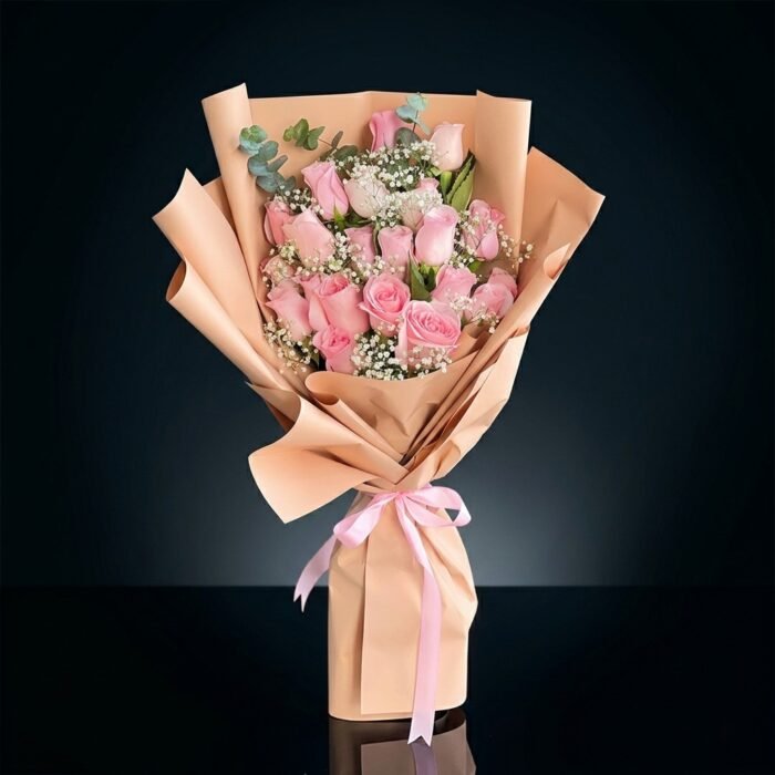 20 Pink Roses Bouquet, luxury same day flower delivery in Dubai