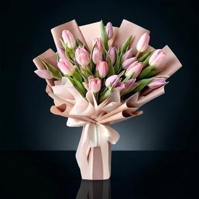 20 Pink Tulips Bouquet, luxury same day flower delivery in Dubai