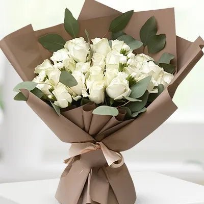 Bouquet of 20 White Roses