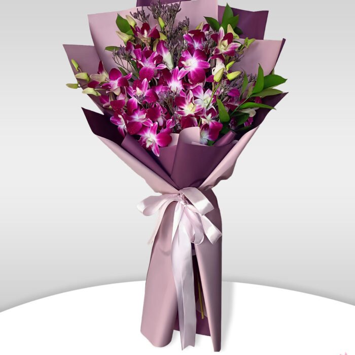 Bouquet Of 10 Purple Orchids