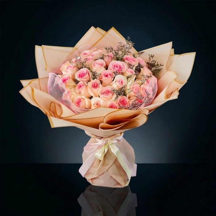 30 Premium Pink Roses Bouquet, luxury same day gift delivery in Dubai
