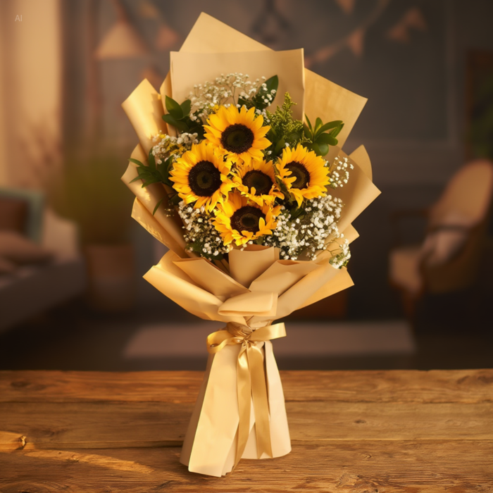 Cheerful Sunflower Bouquet for Bright Celebrations, Happiness, and Same Day Gifting