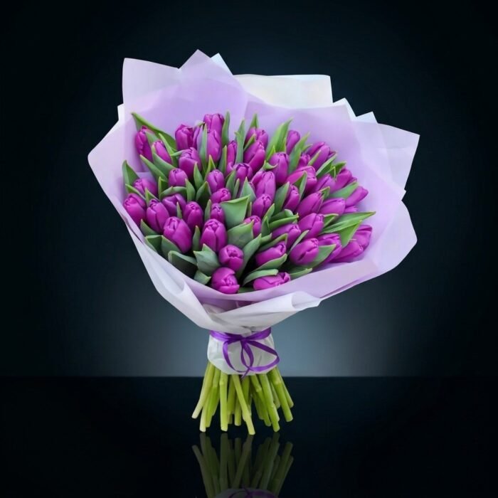51 Purple Tulips, luxury same day gift delivery in Dubai