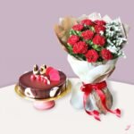 Carnation Red & Chocolate Truffle Cake 1Kg Combo