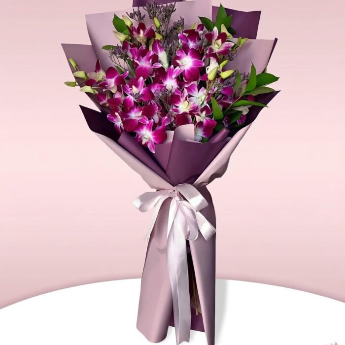 Royal Purple Orchid Bouquet for Elegant Celebrations and Meaningful Expressions