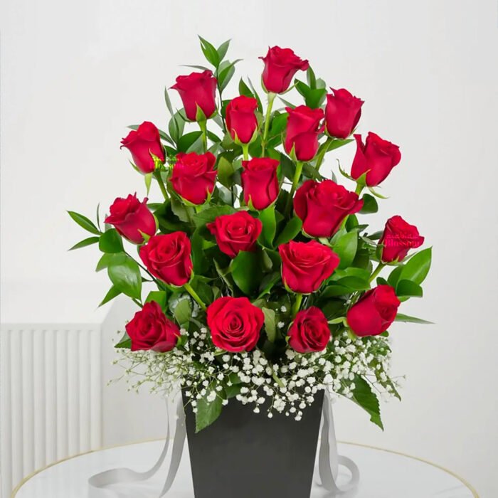 Red Roses In Black Box