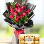 Bouquet Of Red Roses & Chocolate Box