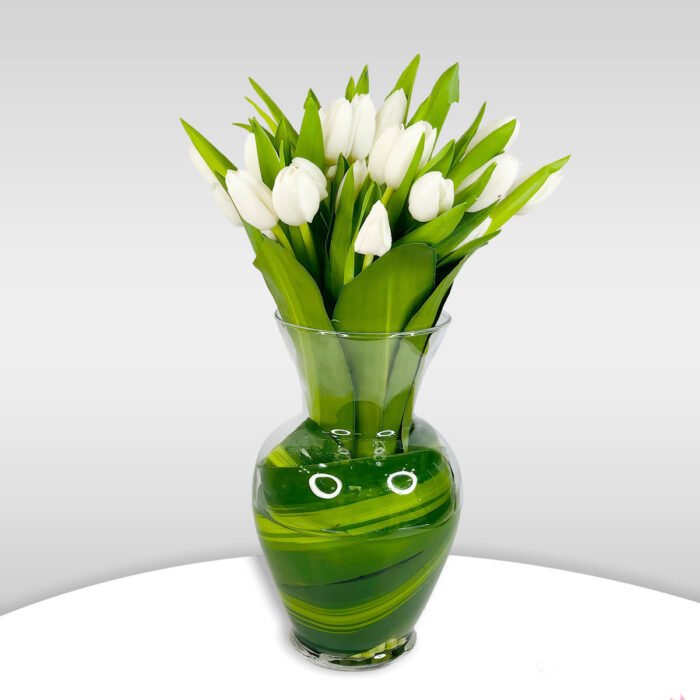 White Tulips in a Vase – 20 Stems