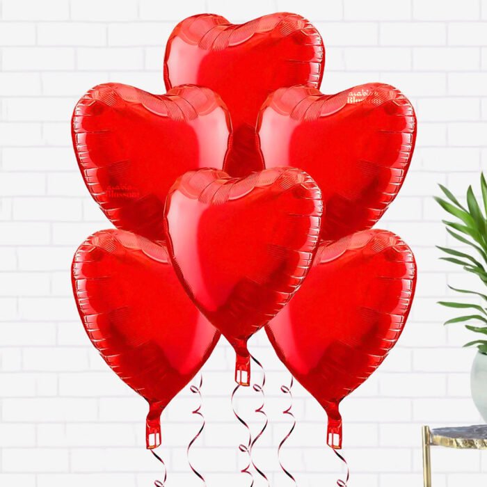 6pcs Heart shape Foil Balloons