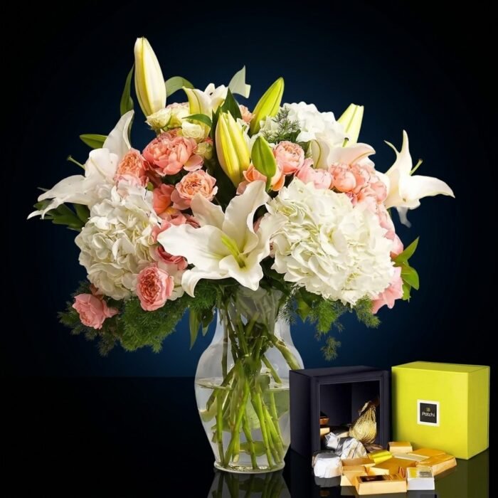 Juliette Arrangement with Patchi Chocolate, luxury same day gift delivery in Dubai