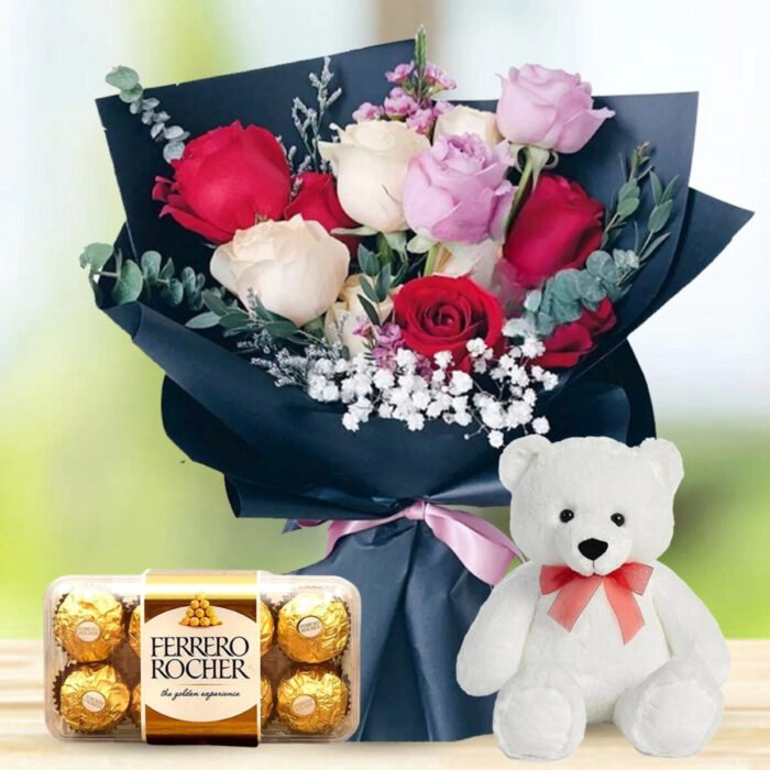 Combo Roses Teddy & Chocolate